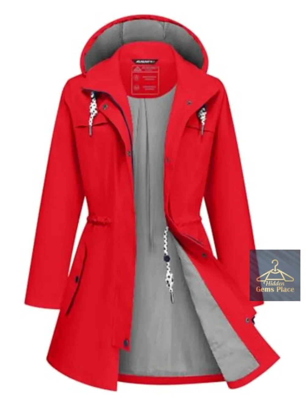 ATLASLAVA Women's Waterproof Long Raincoat Hooded Windbreaker Outdoor Trench